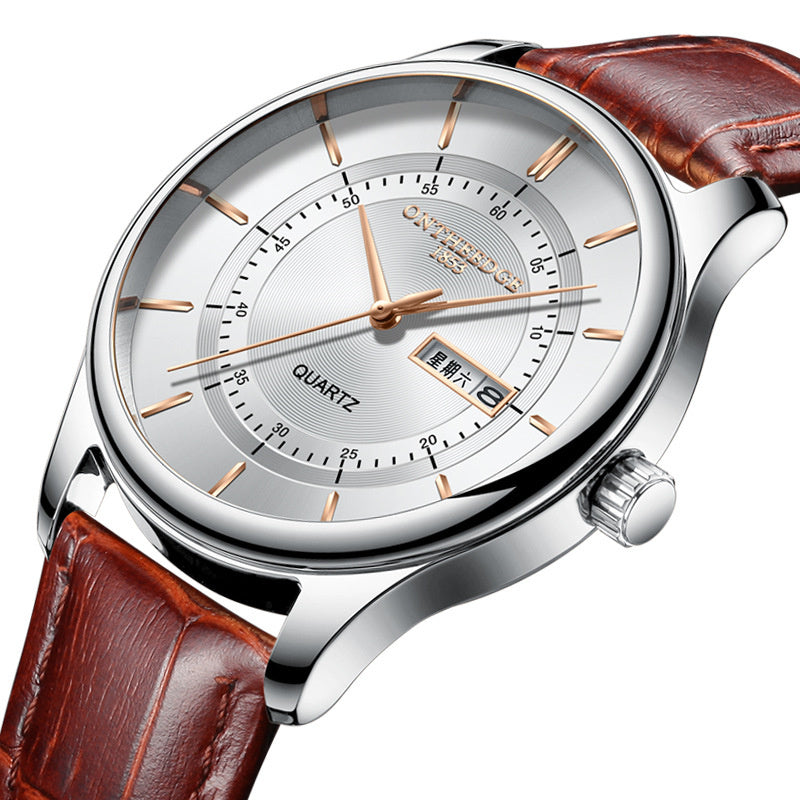 Round Waterproof Belt Quartz Watch