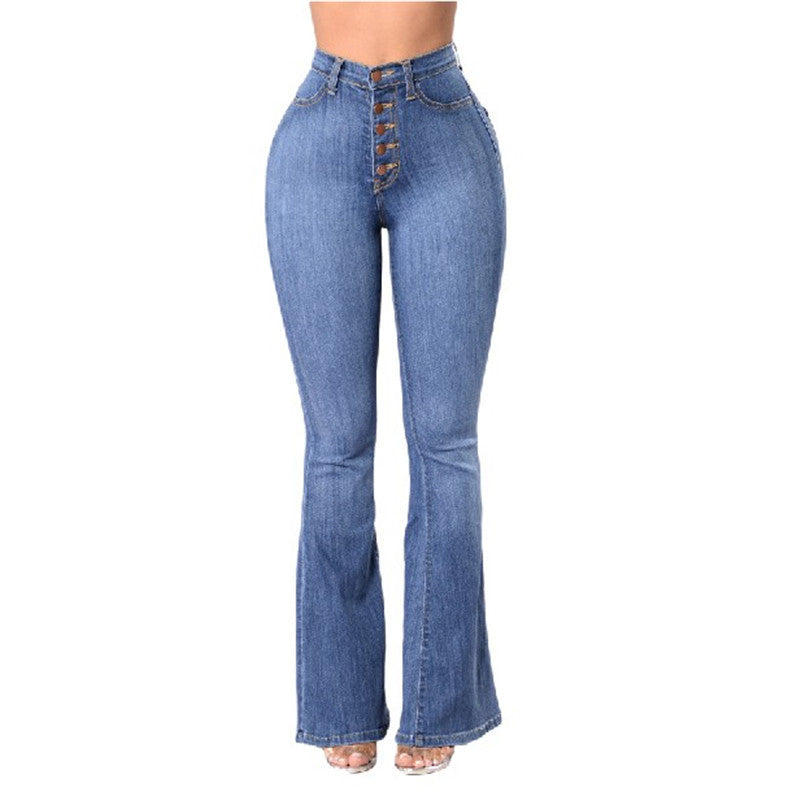 Pantalones vaqueros de tiro alto elásticos nuevos