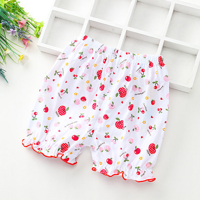 Shorts bébé fille en coton fin à dentelle (bloomers)