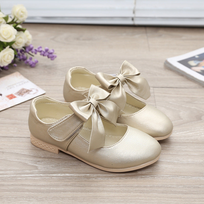 Zapatos de niña Zapatos de cuero blancos Zapatos de princesa con lazo para niñas