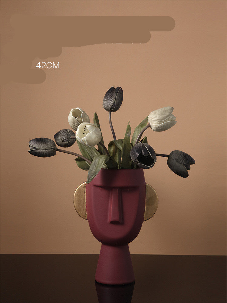Ceramic Vase Decoration Living Room Flower Arrangement Art Face Decoration