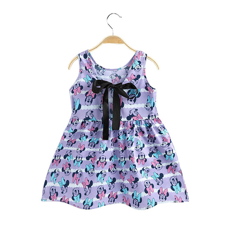 Robe gilet sans manches en coton à motif animalier pour filles