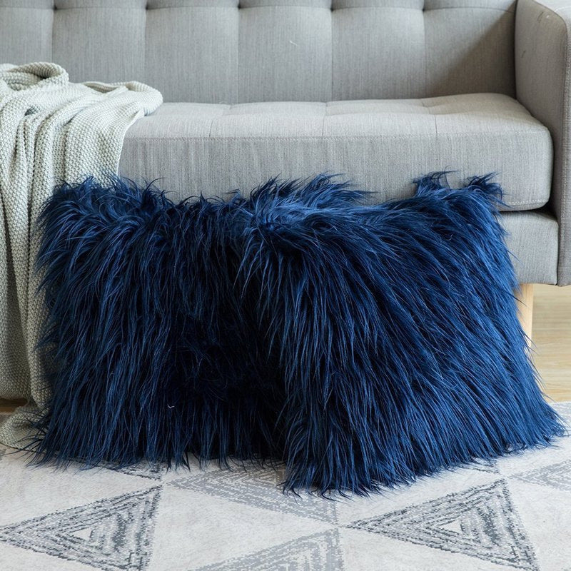 Housse de coussin en peluche imitation laine, style simple, tendance, dégradé, vente en gros.