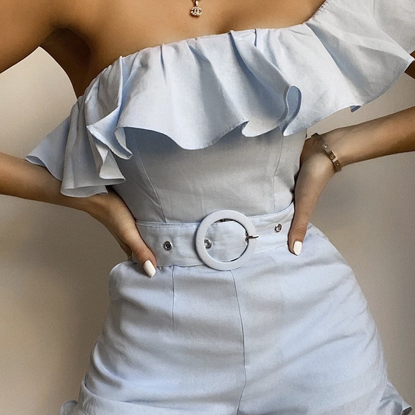 COSYGAL Sexy Jumpsuit Romper Shorts Playsuit Club Ropa de verano para mujer Bodycon Bodysuit de un hombro mono ajustado ropa de mujer