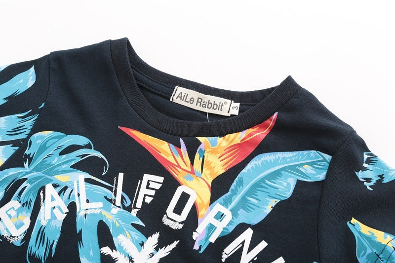 Ensemble deux pièces pour enfants européen et américain, été, t-shirt à manches courtes et short pour garçons