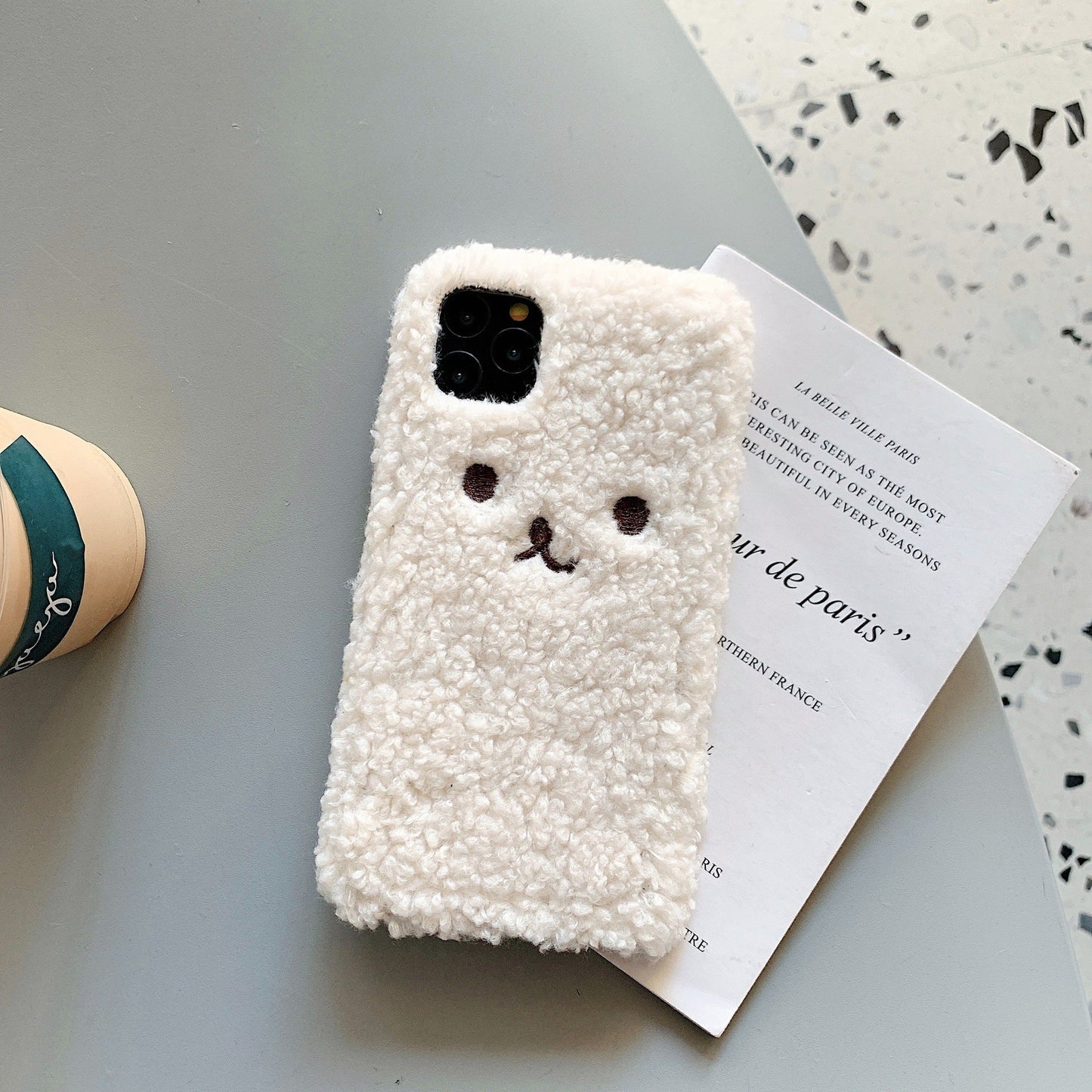 Plush Embroidery Cartoon Bear iPhone Case – Cute Soft TPU Cover | iPhone 7–11