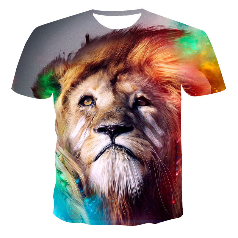 T-shirt Lion Urban Safari pour Homme - T-shirt Imprimé Animal 3D, Streetwear Or/Noir, Col Rond Manches Courtes