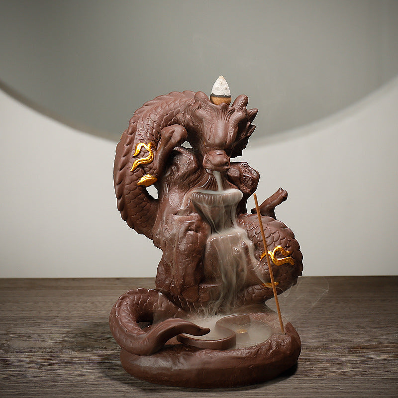 Quemador de incienso de reflujo de humo, Ceremonia del té, Quemador de incienso creativo, Dragón, Decoración del hogar
