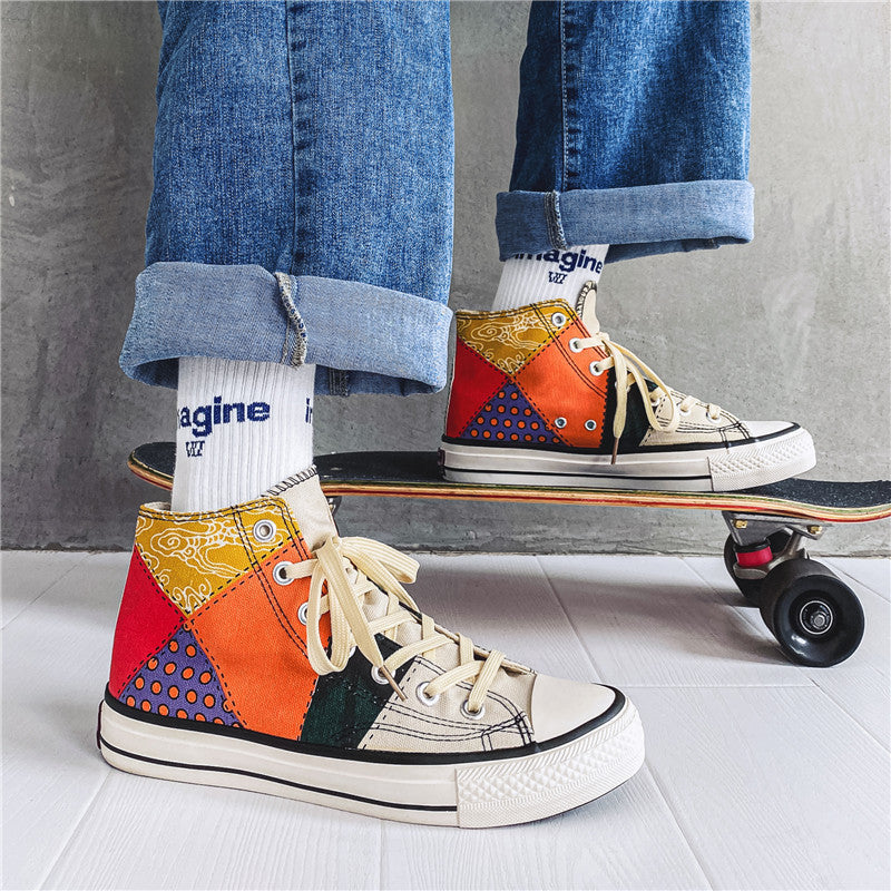 Chaussures montantes pour hommes, style hongkongais, en toile