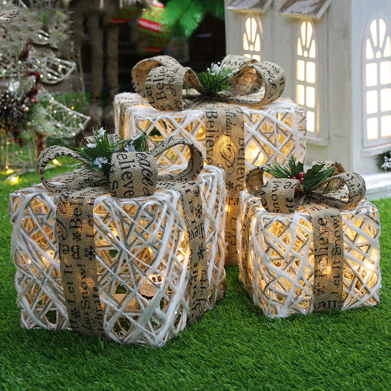Caja de regalo de hierro luminosa de tres piezas