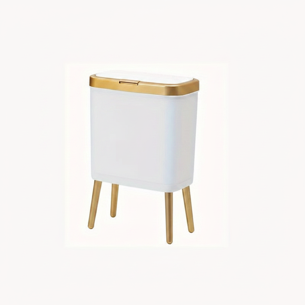 15L Slim Trash Can with Lid Odor Sealing Bathroom Kitchen Bin