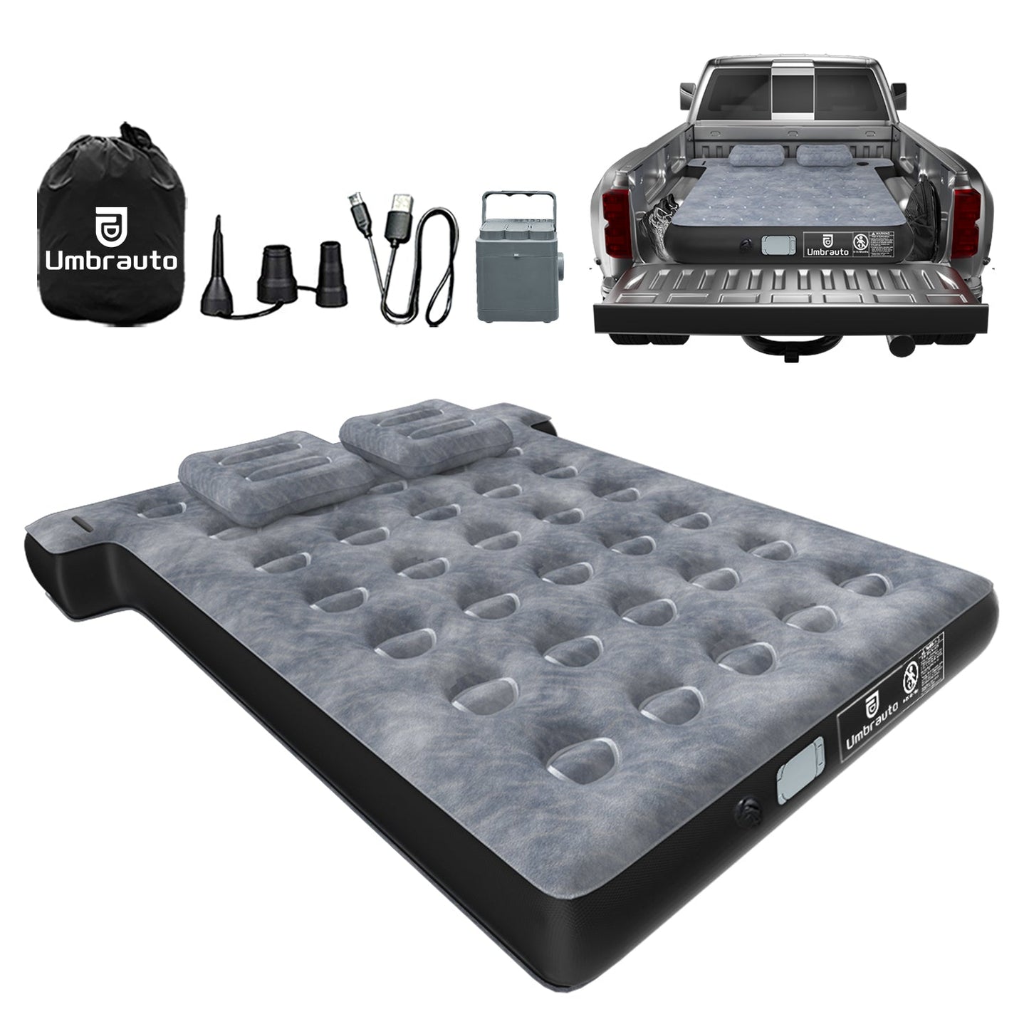 Matelas pneumatique pour plateau de camion Umbrauto en forme de T, gonflable, pour camionnette courte de 5,5 à 5,8 pieds, pour le camping