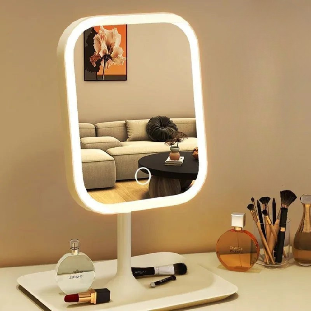 LED Makeup Mirror with Touch Control, 3 Light Modes, USB Rechargeable