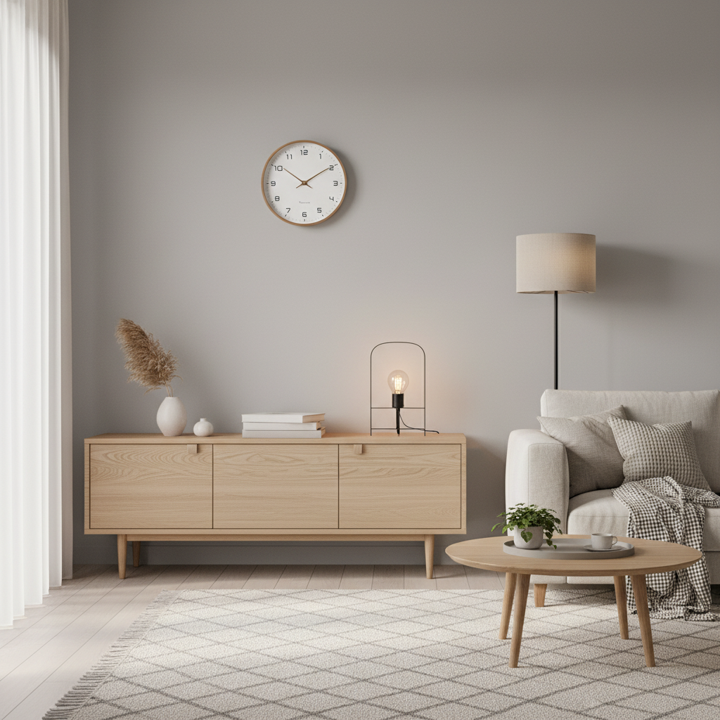 Scandinavian Wooden Wall Clock Minimalist Quartz Silent 25cm 30cm