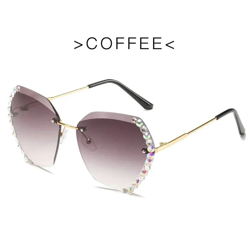 Vintage Oversized Rimless Sunglasses | Lightweight UV Protection Eyewear