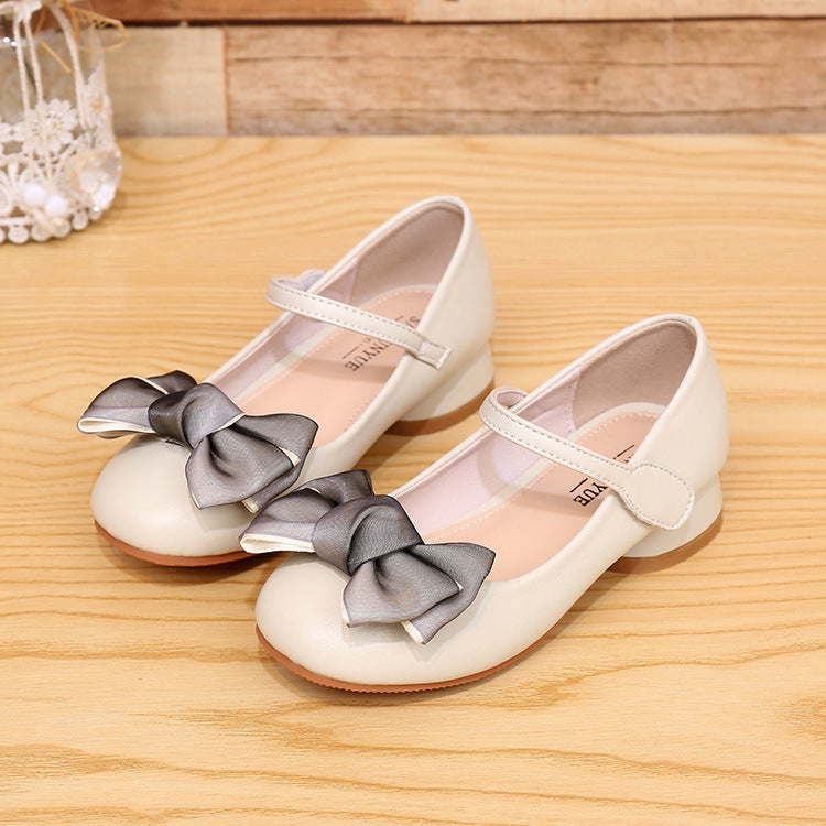 Nouvelles Chaussures Simples pour Filles Mignonnes d'Automne avec Dentelle et Nœud, Chaussures à Talon Princesse pour Enfants