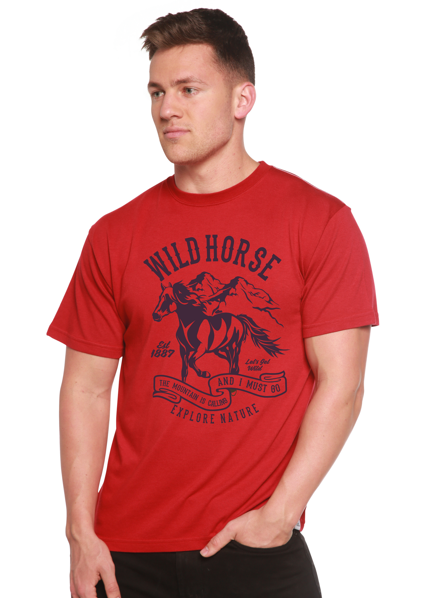 T-Shirt Graphique à Manches Courtes Wild Horse Spun Bamboo® en Viscose de Bambou/Coton Biologique pour Homme