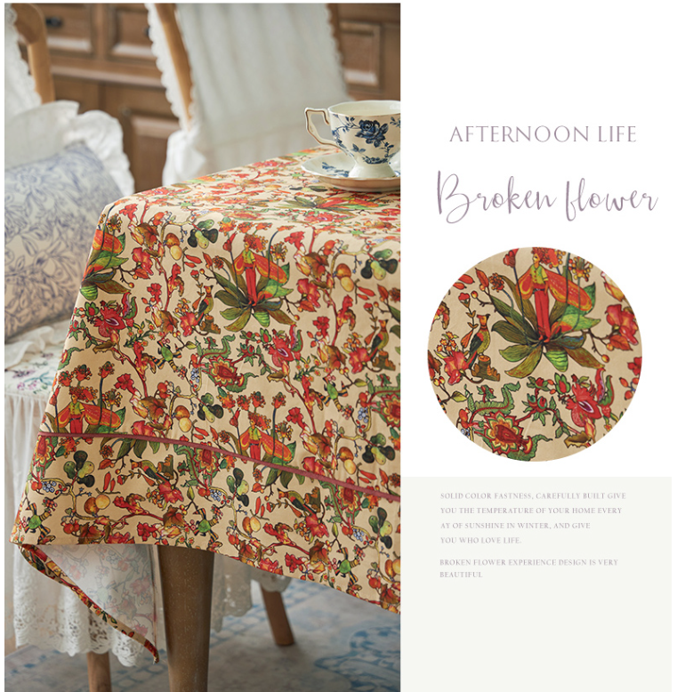 Nappe de table fleurie rectangulaire vintage haut de gamme