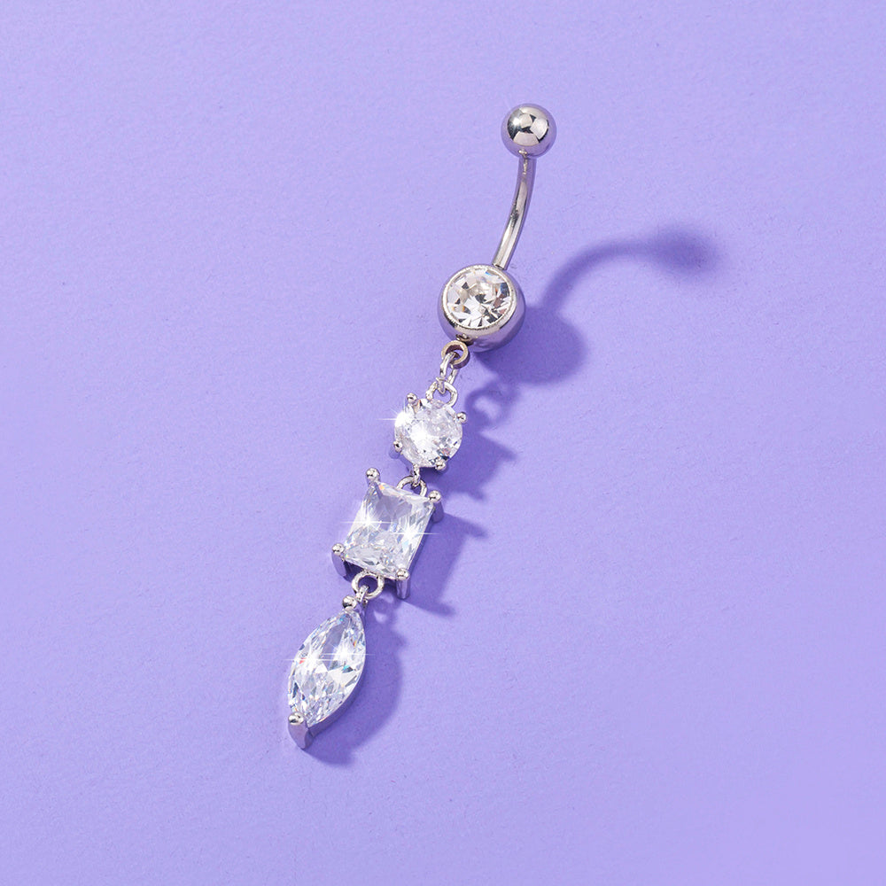 Bijoux de corps de piercing pour femme en zircon brillant, long, pour nombril