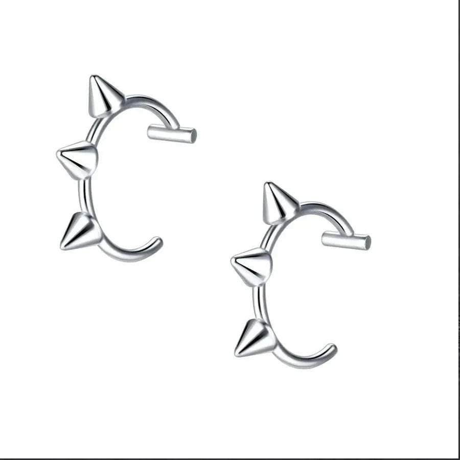 2 Piece Set Stainless Steel Clip-On Nose and Lip Rings | Punk Style Fake Piercing Jewelry