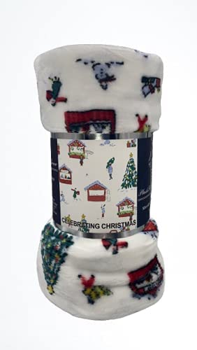 Decor&More Happy Holidays Microplush Throw Blanket (50“ x 60“) - Christmas Time