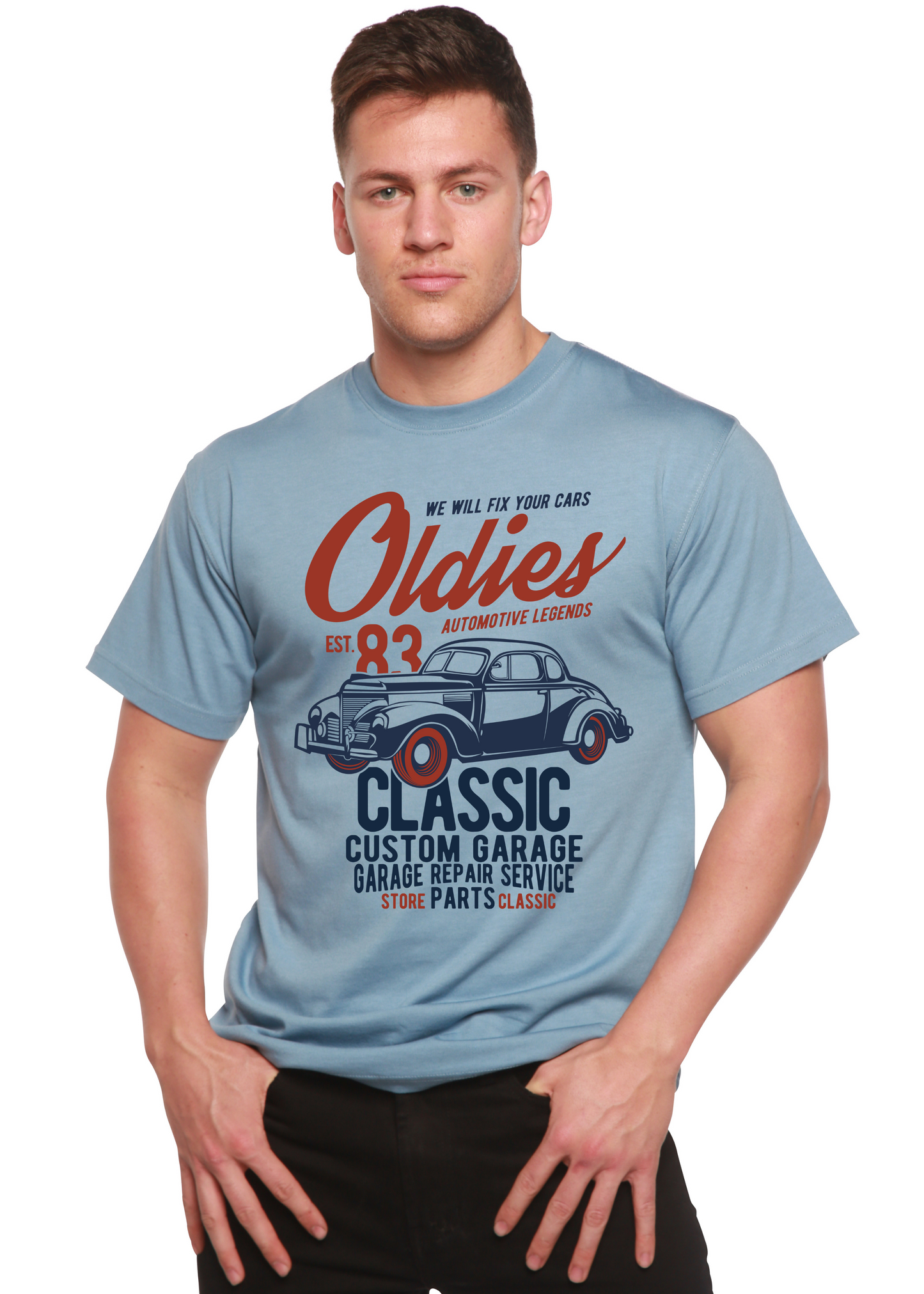 T-shirt à manches courtes Oldies Spun Bamboo® en viscose de bambou/coton biologique pour homme avec motif graphique