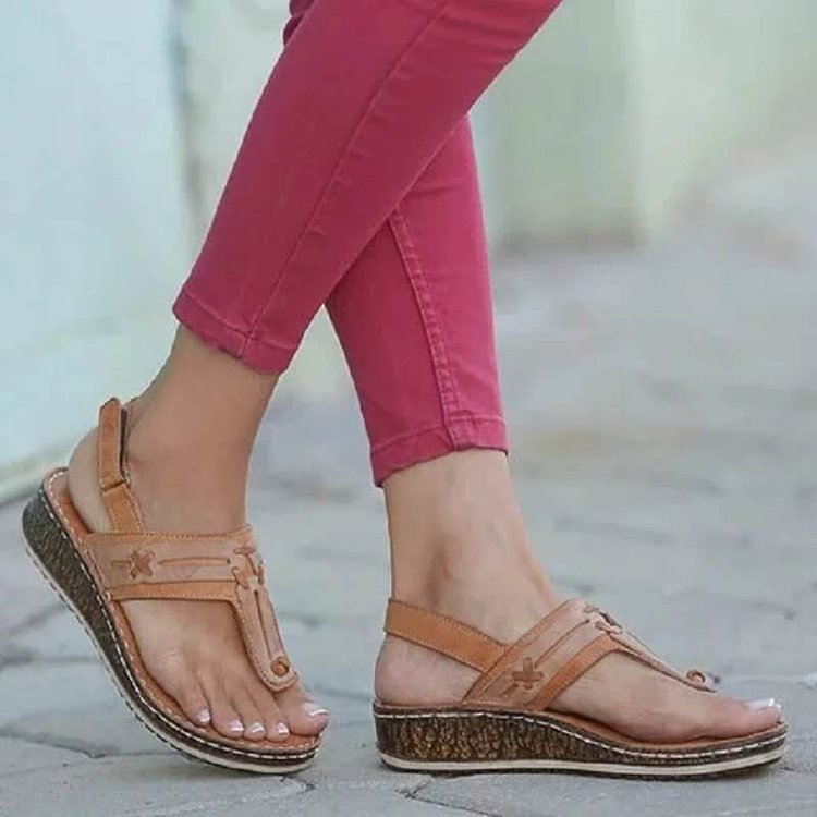 Sandals plus size women's shoes wedge velcro