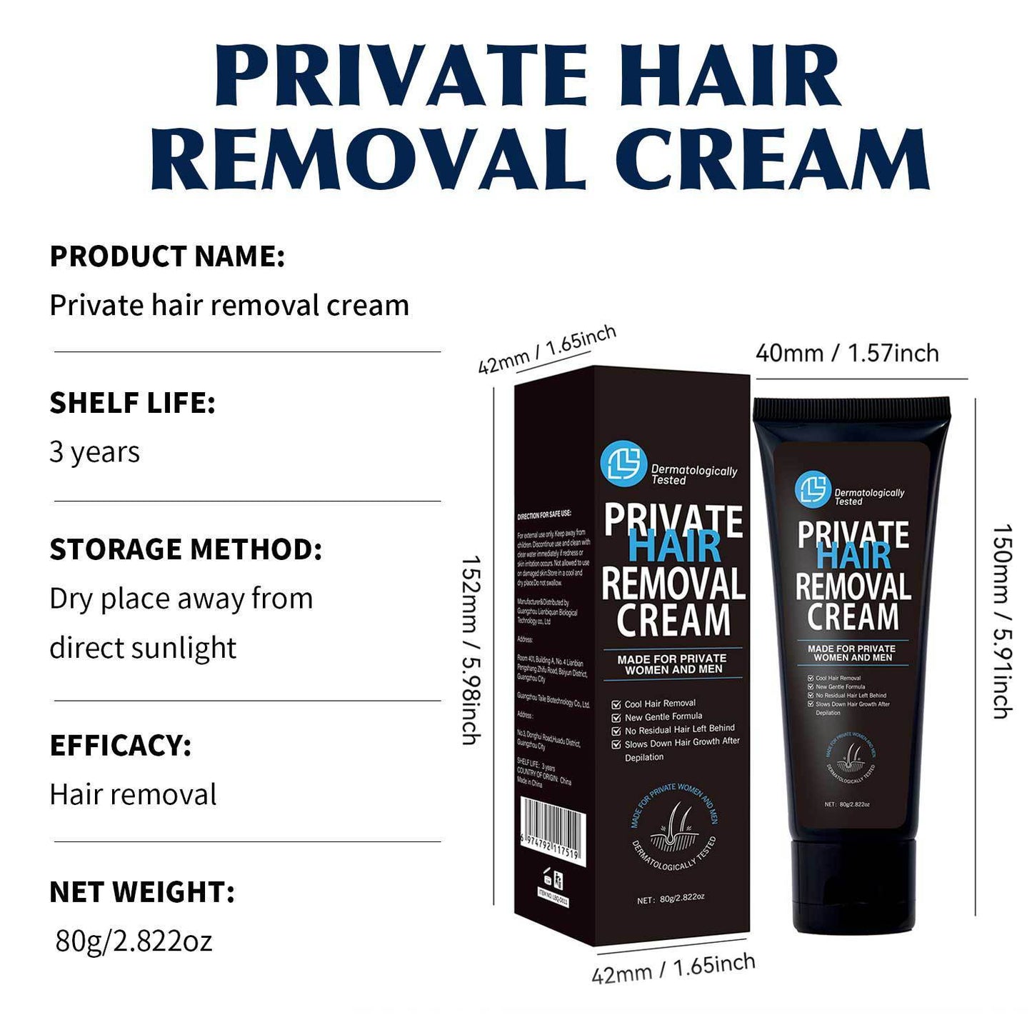 Mild Non-Irritating Hair Removal Cream – Armpit, Leg & Body Safe