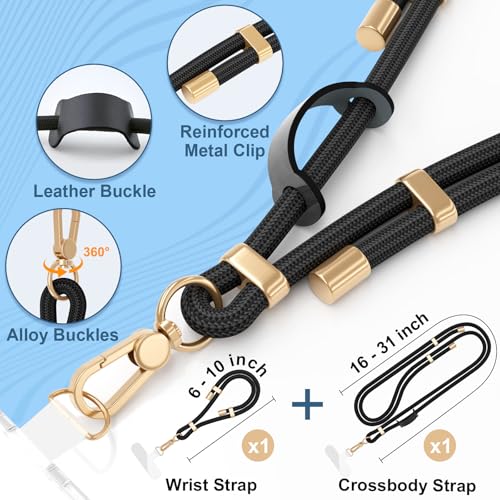 Phone Lanyard and Wrist Strap Kit - Adjustable Crossbody Neck Lanyard Anti-Theft for All Phones