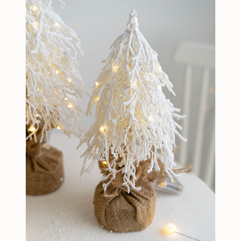 Decoraciones de mesa con árbol pequeño y flocado de Navidad de PE