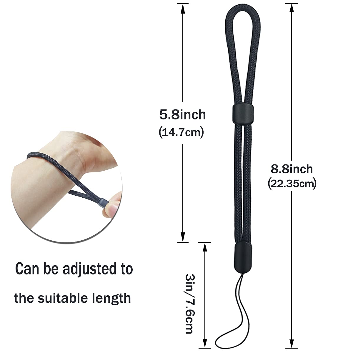 Wrist Lanyard, 8.8 Inch Hand Wrist Strap Lanyard, Adjustable Nylon Wristlet Stra