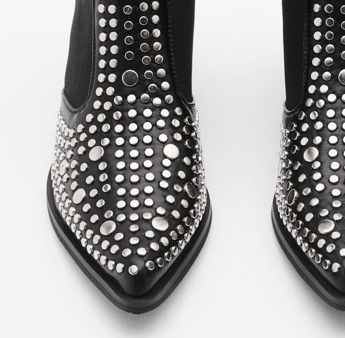 Botas elásticas de talla grande para mujer con remaches