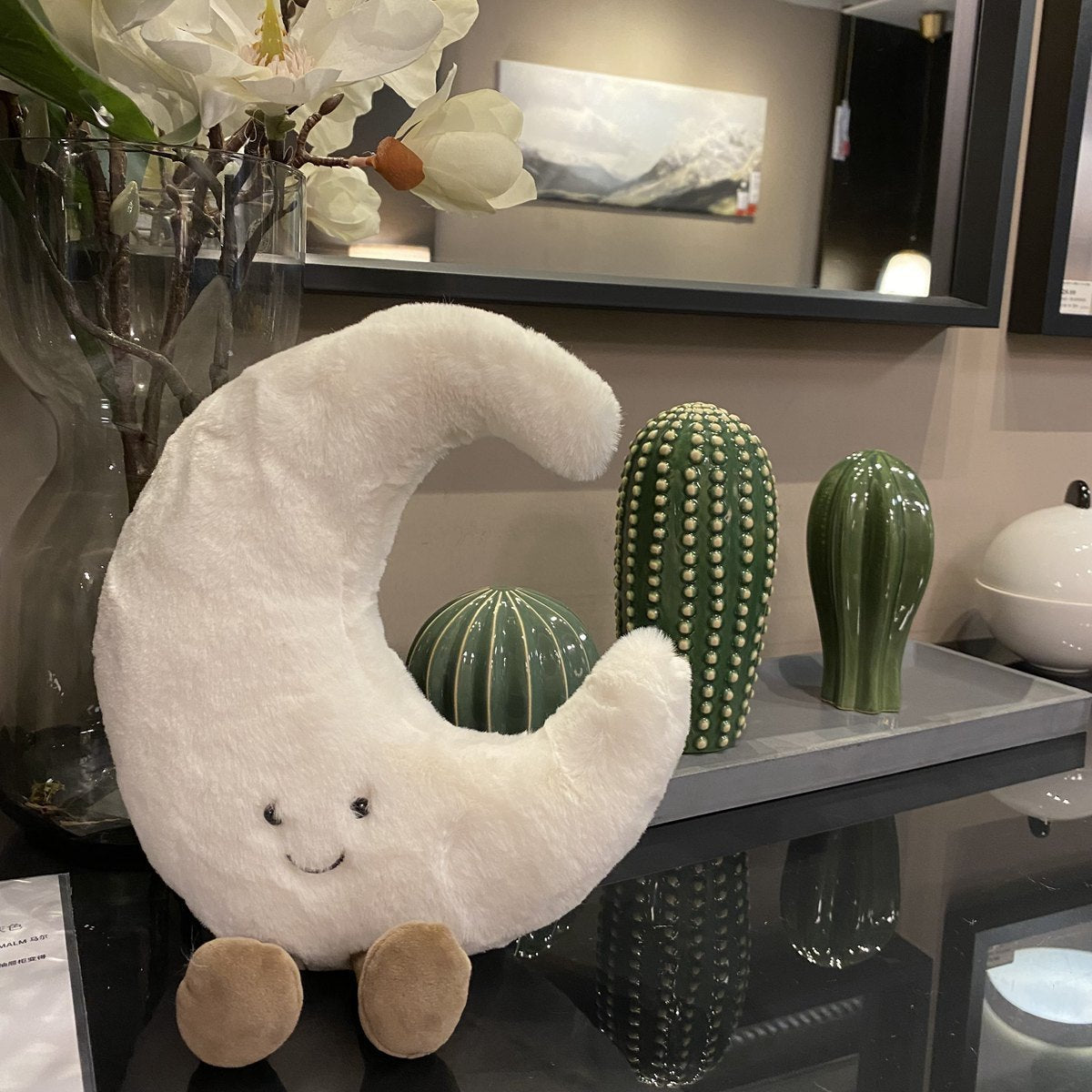 Almohada de Sol y Luna con Cara Sonriente para Sofá