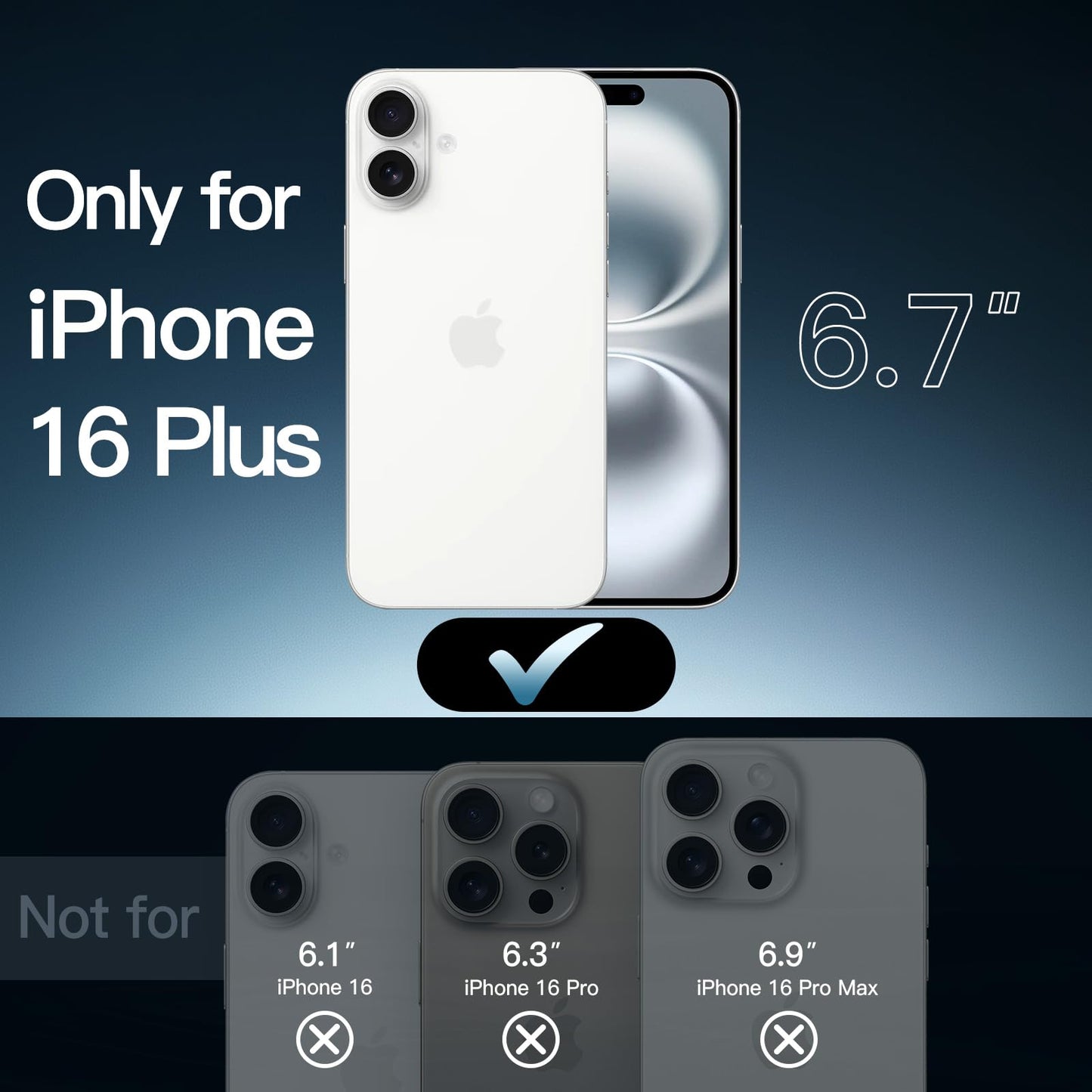Only For Iphone 16 Plus 6.7-Inch, Non-Yellowing Shockproof Phone Bumper Cover, A