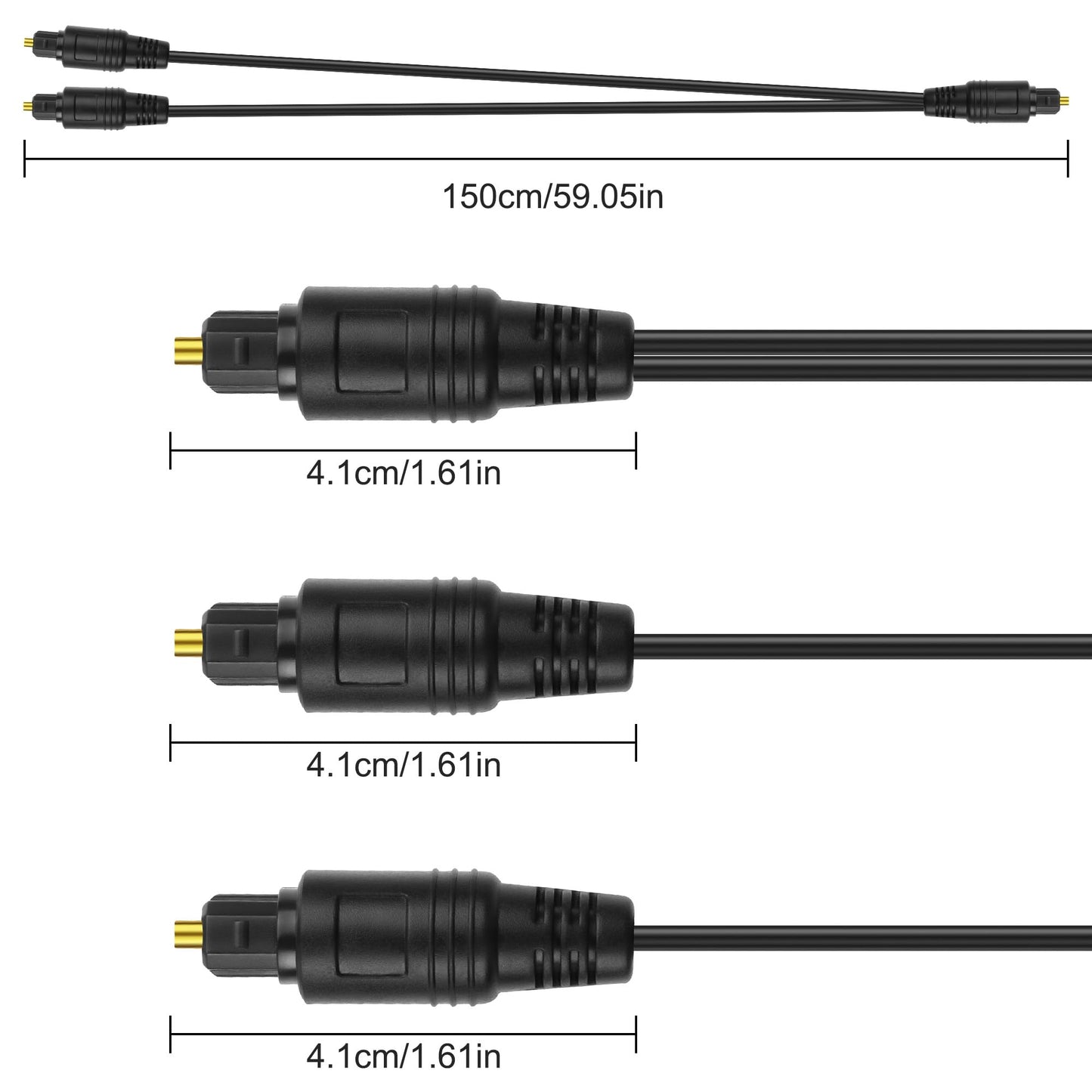 To 2 Toslink Digital Optical Splitter 1 Male In 2 Male Out Fiber Optic Audio Cab