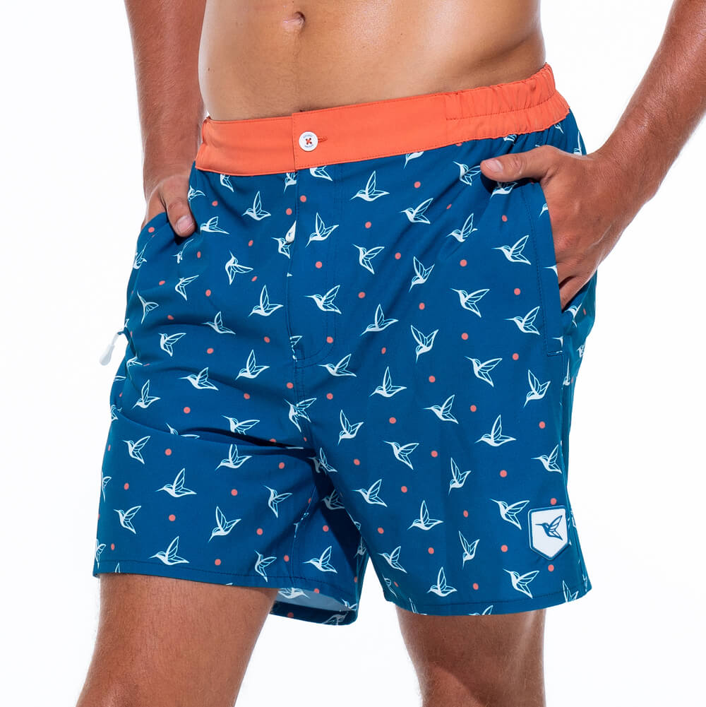 Men's Luxury Deep Ocean Swim Trunks — Kolibri Monogram