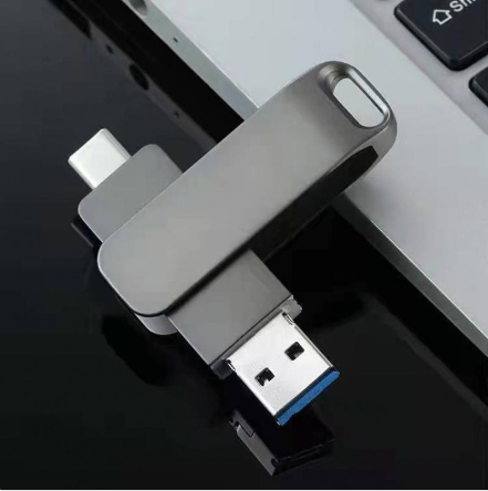 Clé USB Mobile en Gros Rotative en Métal pour Ordinateur et Téléphone Portable Double Usage Transmission Rapide