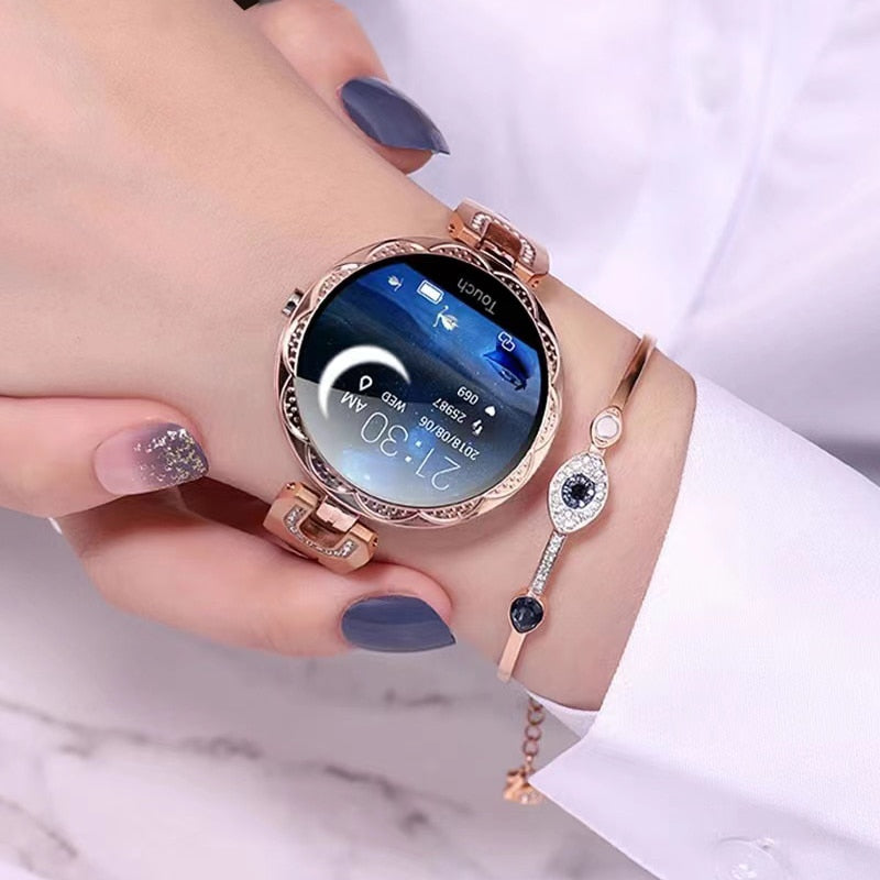 Reloj inteligente para mujer, rastreador de actividad física, impermeable, monitor de ritmo cardíaco y sueño