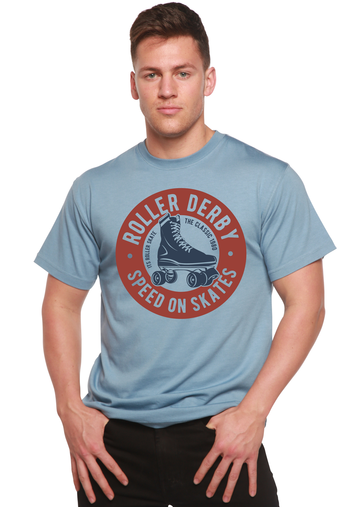 T-shirt à manches courtes Roller Derby en Spun Bamboo® pour homme, en viscose de bambou/coton biologique, avec motif graphique