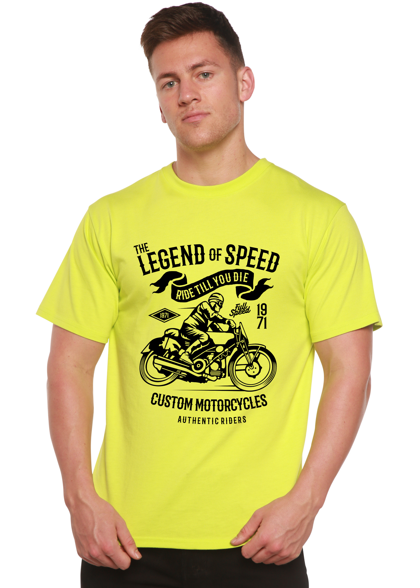 T-shirt graphique à manches courtes en viscose de bambou et coton biologique The Legend of Speed Spun Bamboo® pour hommes