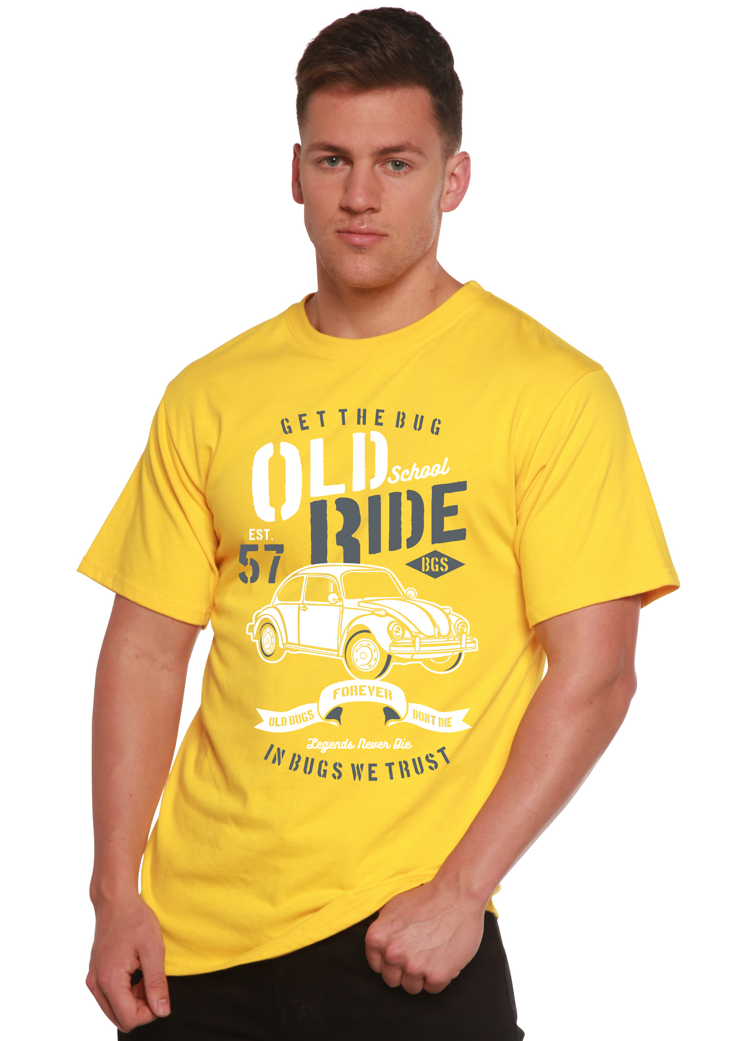 T-shirt graphique manches courtes Old School Ride Spun Bamboo® pour homme en viscose de bambou/coton biologique