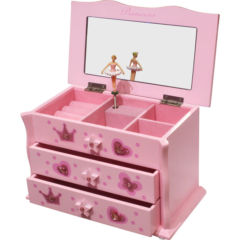 Boîte de rangement à bijoux en bois pour enfants Cadeau de vacances