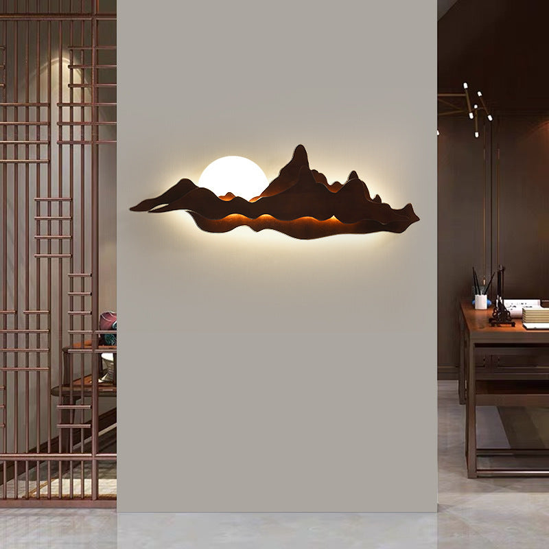 Creativa Lámpara de Pared para Sala de Estar Eclipse Solar Luz LED Restaurante Chino