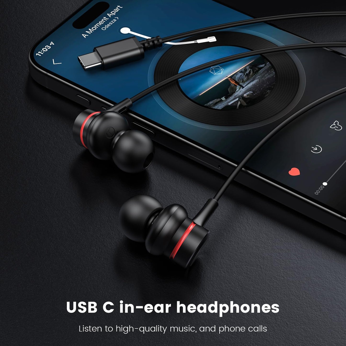 Écouteurs Stéréo HiFi USB-C - Casque Filaires Intra-Auriculaires avec Micro et Contrôle du Volume