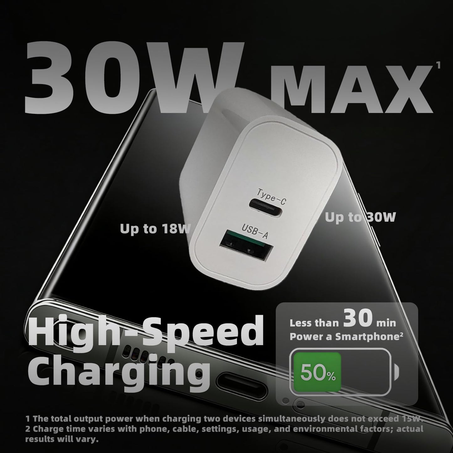 Usb-C Charger Block With Extra Usb-A Port (White, 1Pcs), Type C Power Adapter Fo