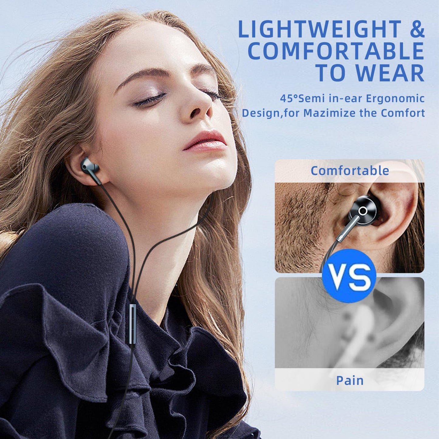 Wired Earbuds with Noise Canceling Volume Control and Mic - USB-C for iPhone 17 16 15 and Samsung