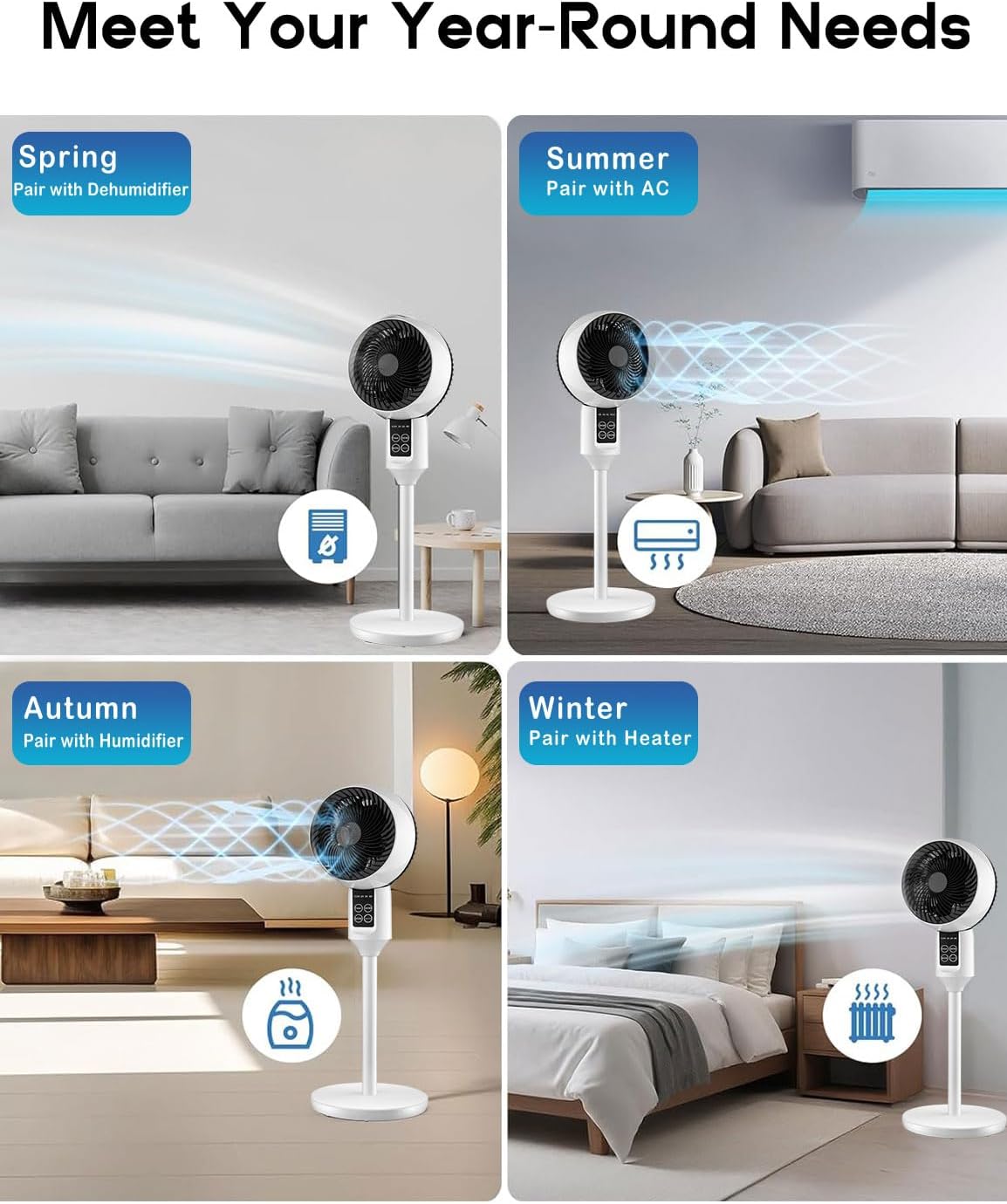Adjustable Pedestal Fan with Remote Control | 3D Oscillation for Quiet Cooling