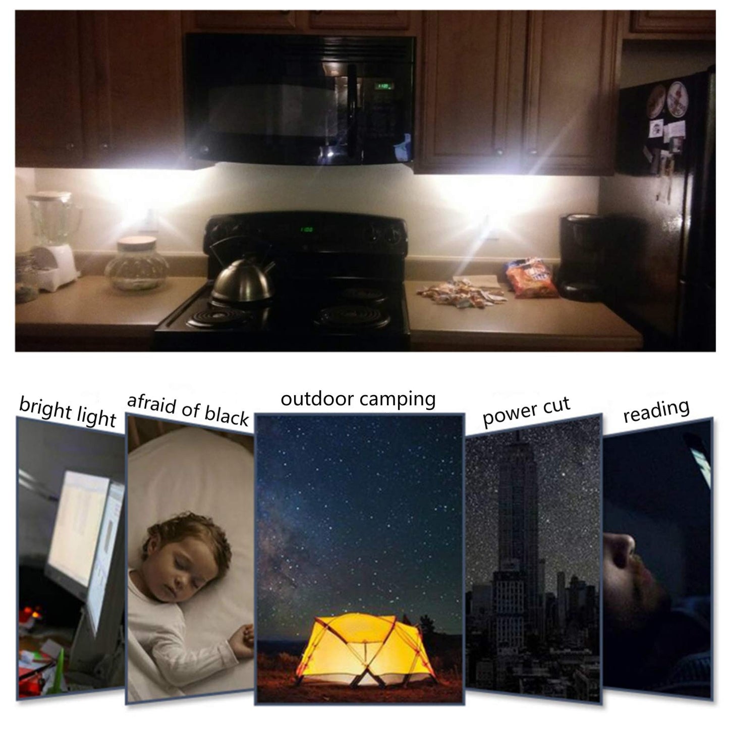LED Light Stick 4 Pack — Portable 8-Bead White Night Light for Power Bank, Power