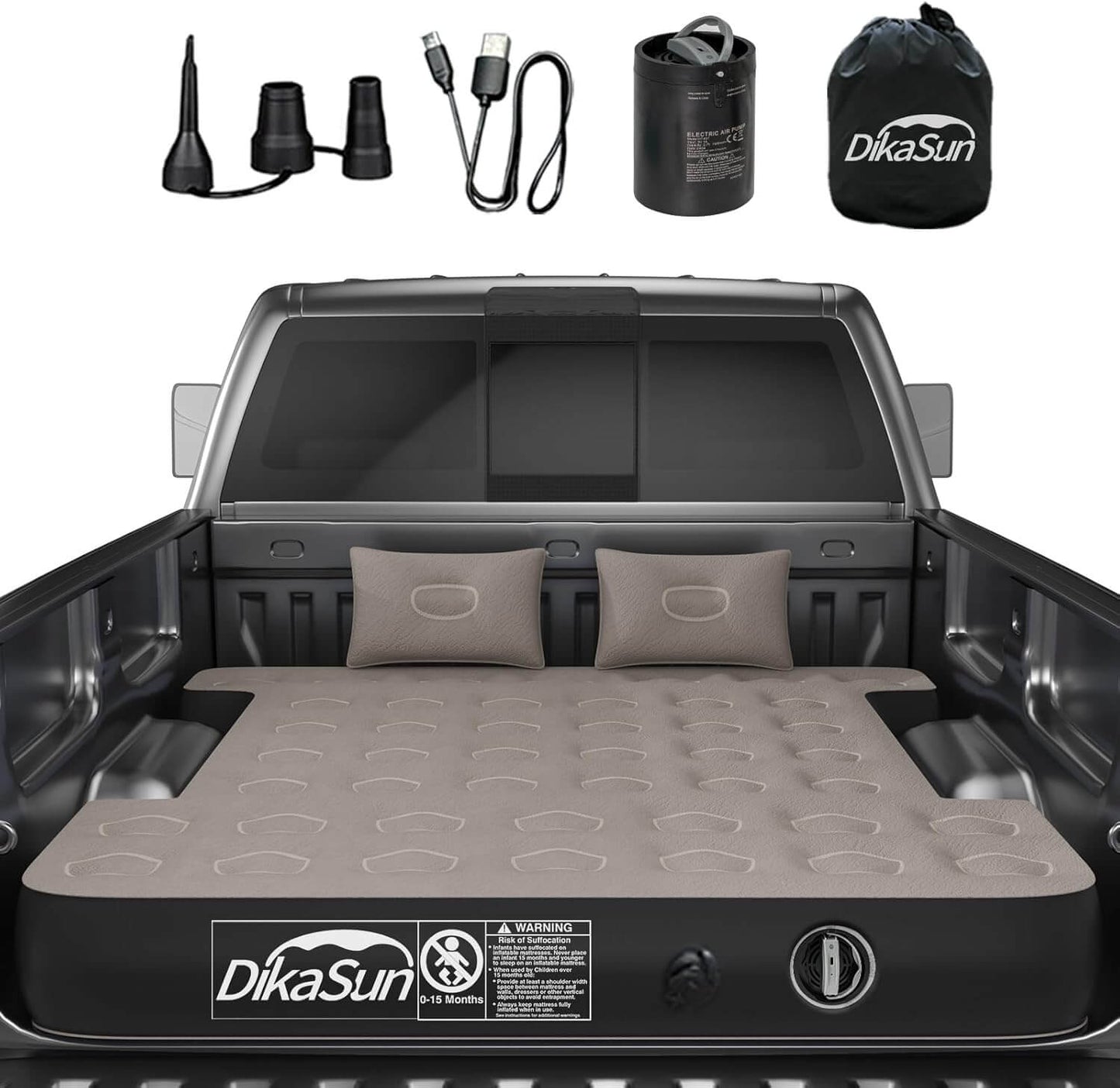 DikaSun 5.5-5.8ft Full Size Auto Inflate Truck Bed Air Mattress