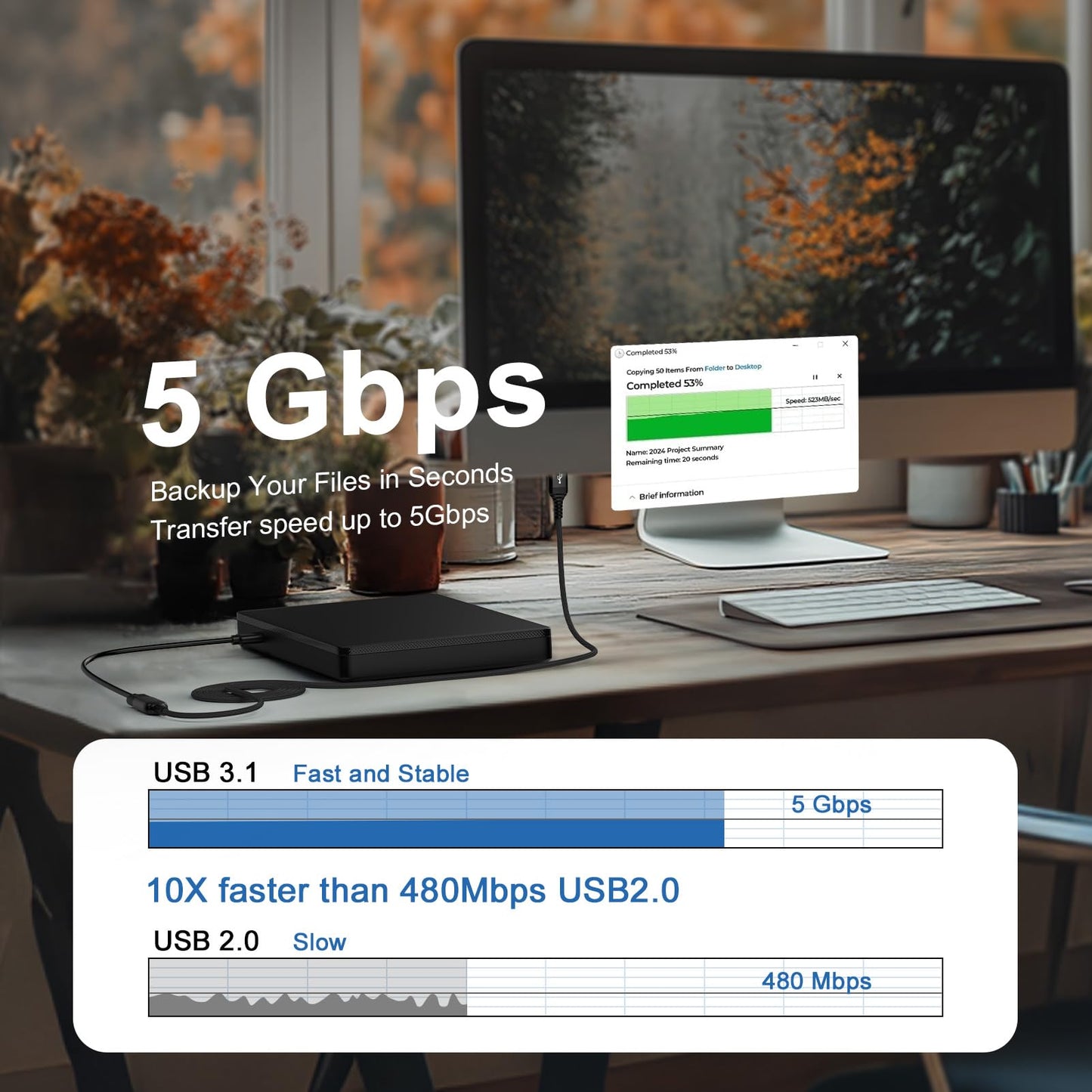 3.0 Extension Cable 10FT — 5Gbps Fast Data Transfer Type-A Male to Female for Ke